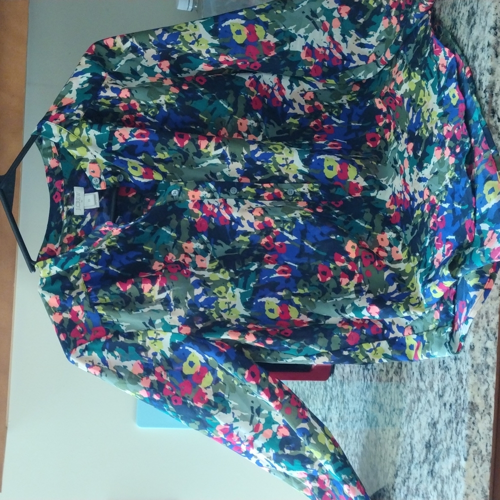 J CREW long sleeves multi color blouse.